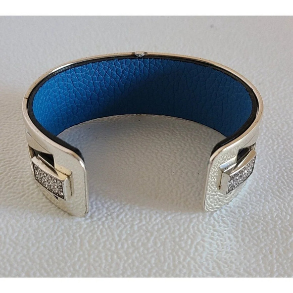 BRIGHTON CHRISTO MERIDIAN ZENITH NARROW CUFF BRACELET SET SILVER CRYSTALS - Picture 6 of 11